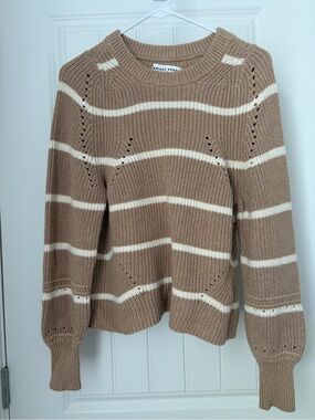 Apiece Apart Taupe and Cream Striped Crewneck Sweater